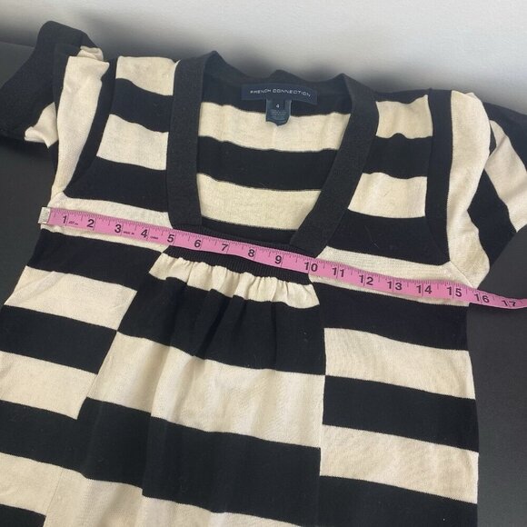 French Connection Women's Striped Tunic Size 4 Cream Black - Picture 5 of 7